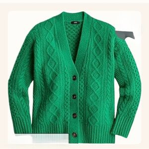 J. Crew Emerald Cable Knit Cardigan